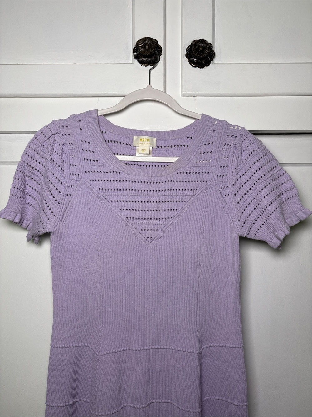 Anthropologie Maeve Lavender Scoop-Neck Knit Knee Length Dress Size Large - Picture 8 of 12